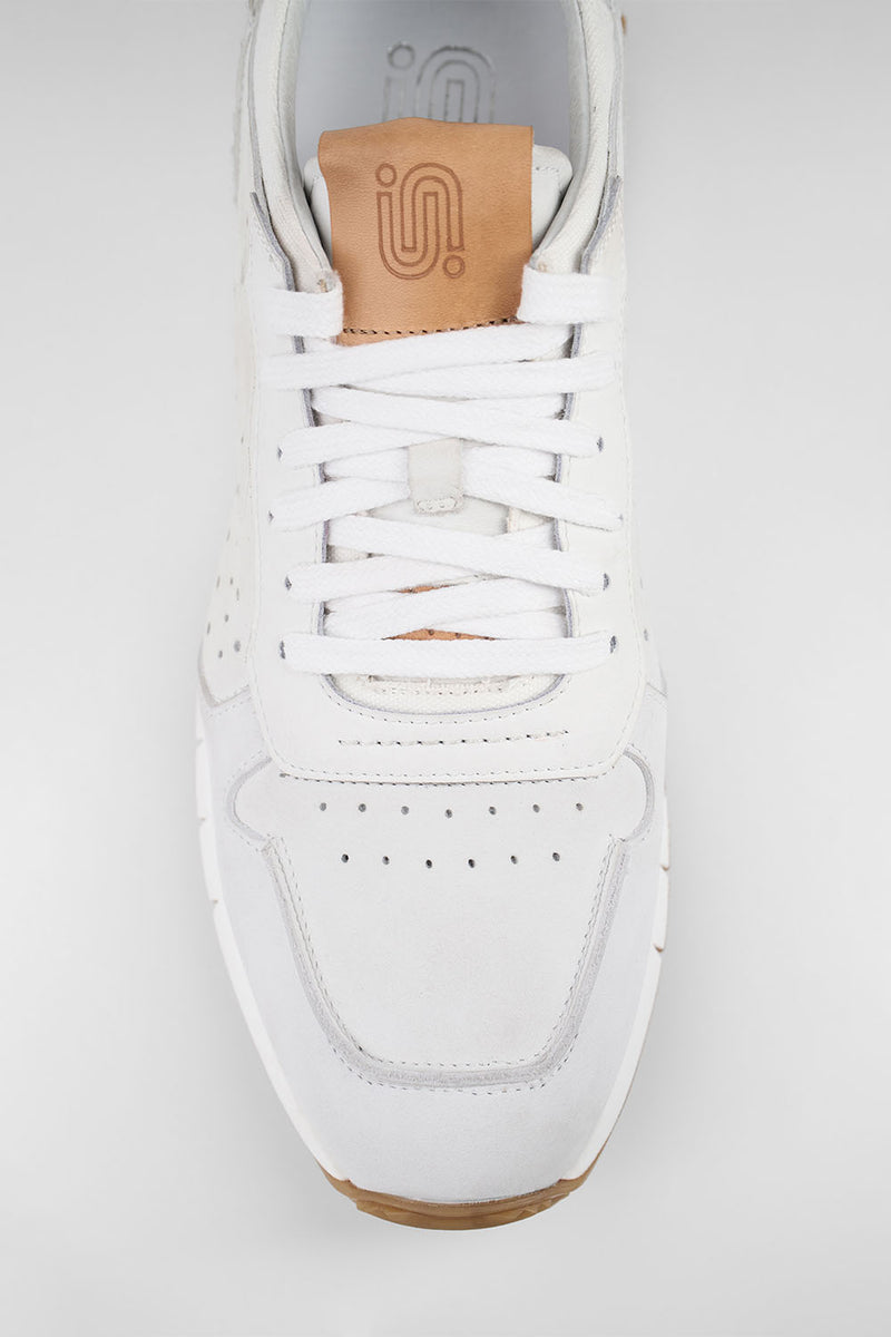PEARCE limestone-white nubuck runners.