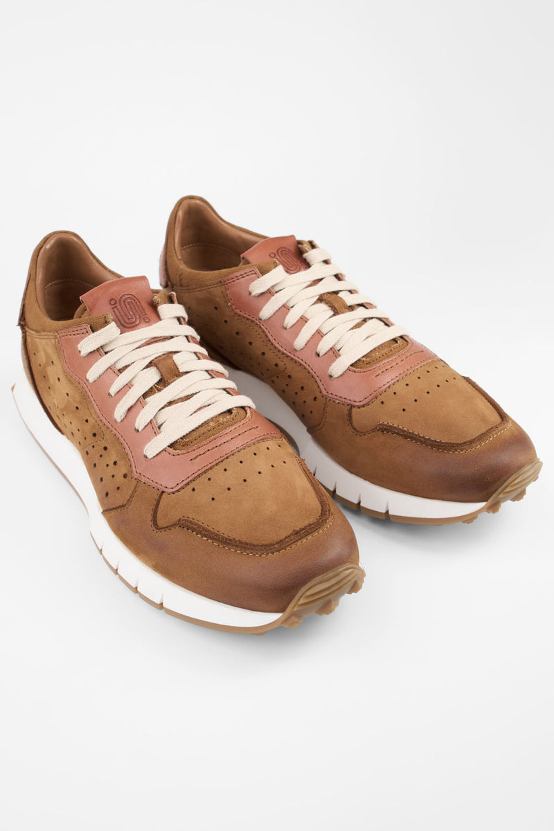 PEARCE rust-brown nubuck runners.