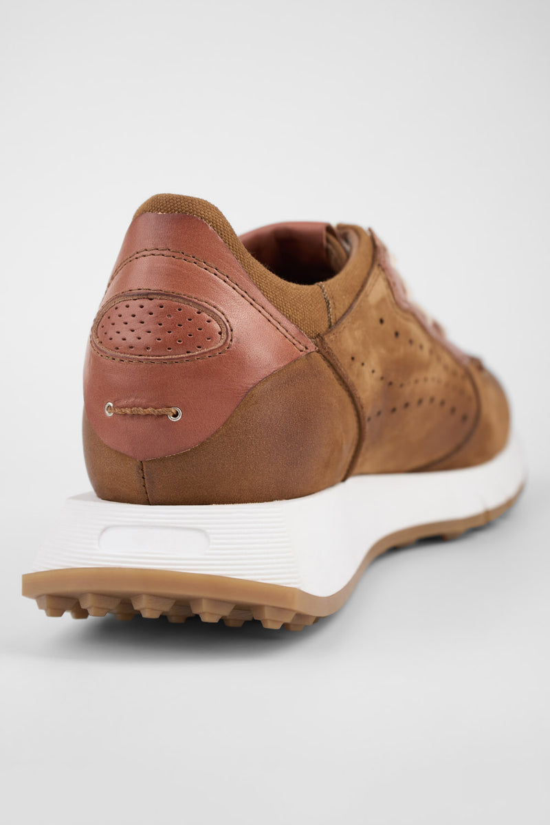 PEARCE rust-brown nubuck runners.