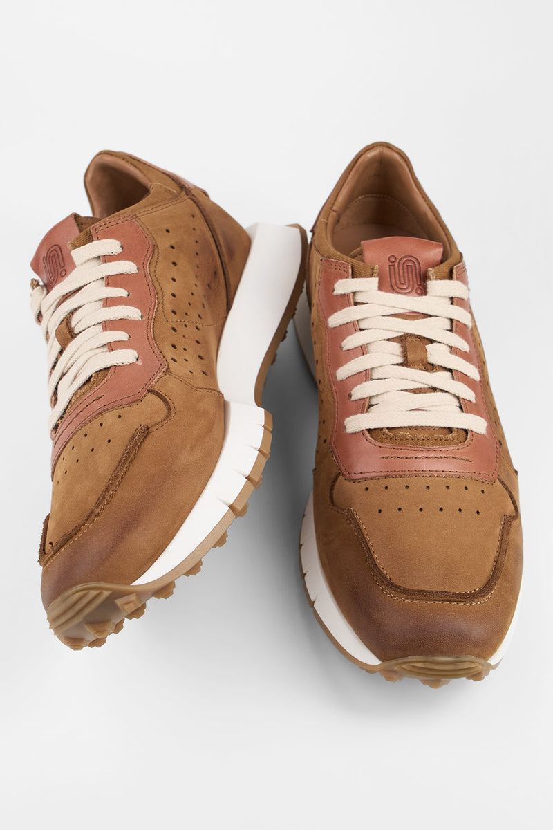 PEARCE rust-brown nubuck runners.