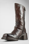 QUINN dark-caramel embellished high boots.