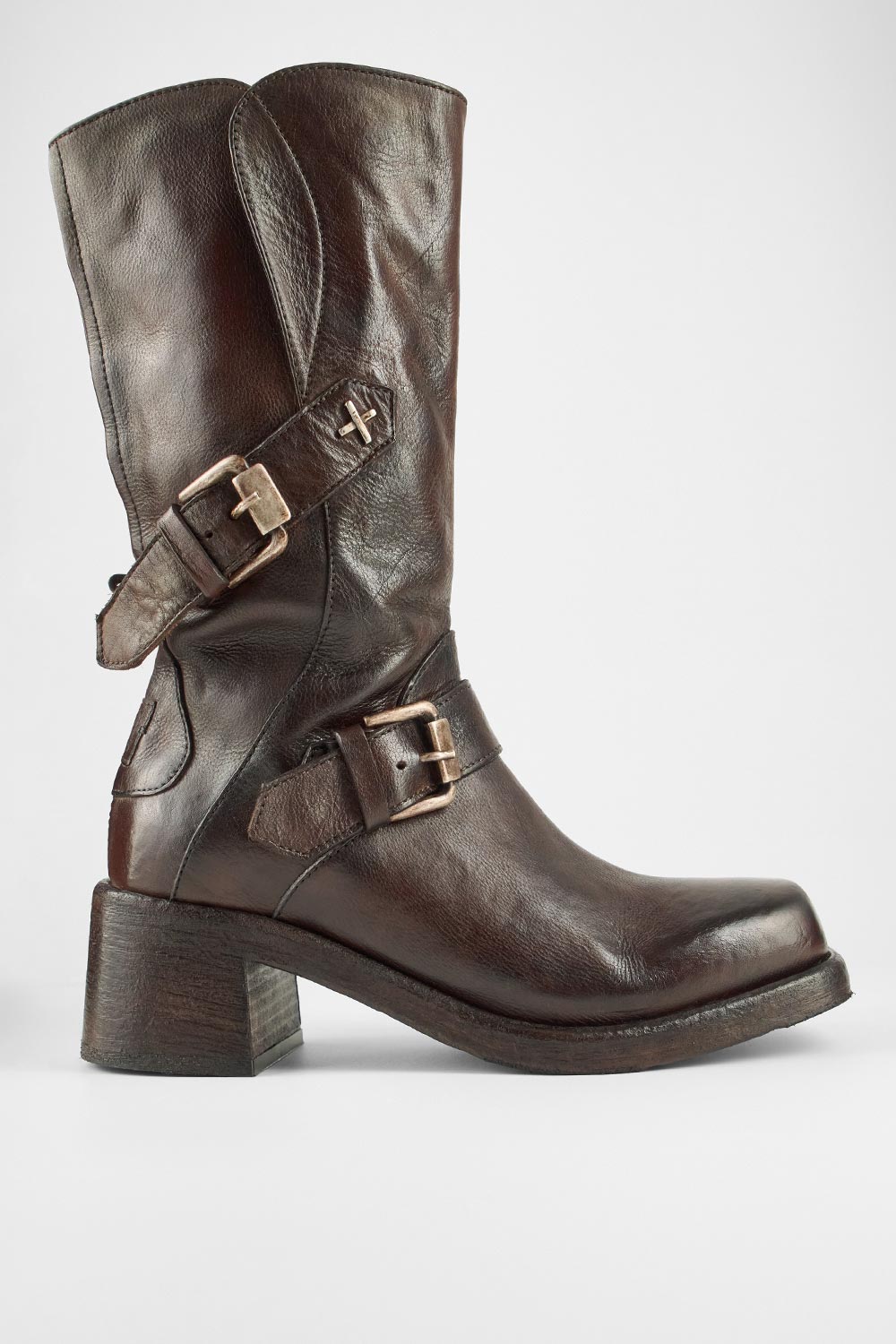 QUINN dark-caramel embellished high boots.
