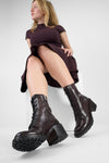 REGENT burnt-mauve lace up boots.