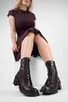 REGENT burnt-mauve lace up boots.