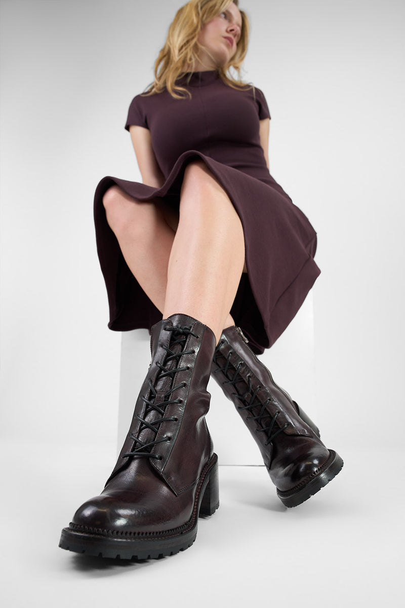 REGENT burnt-mauve lace up boots.