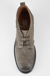 ROWLEY ash-brown folded suede chukka boots.