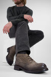 ROWLEY ash-brown folded suede chukka boots.