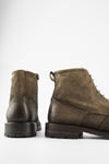 ROWLEY dry-moss folded suede lace up boots.