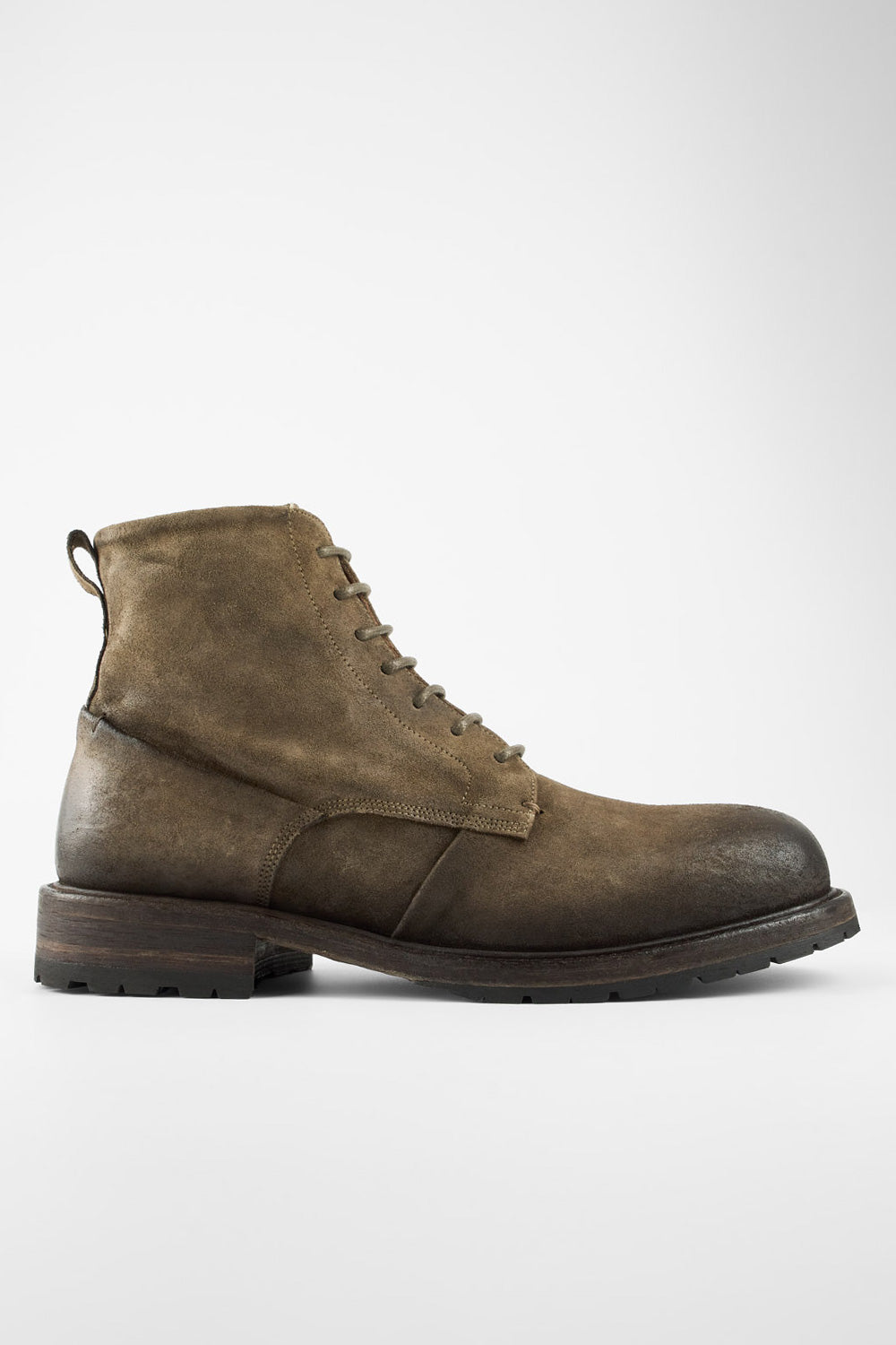 ROWLEY dry-moss folded suede lace up boots.