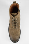 ROWLEY dry-moss folded suede lace up boots.