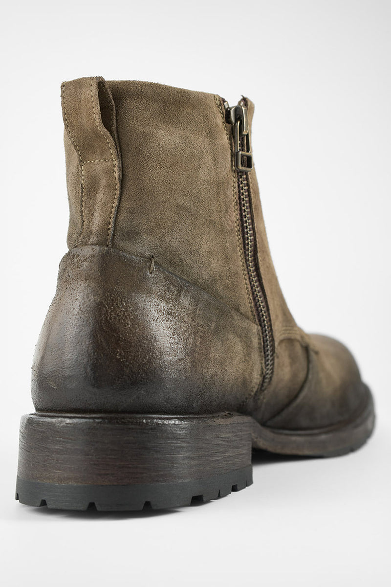 ROWLEY dry-moss folded suede lace up boots.