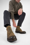 ROWLEY dry-moss folded suede lace up boots.