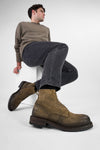ROWLEY dry-moss folded suede lace up boots.