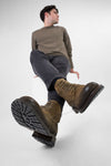 ROWLEY dry-moss folded suede lace up boots.