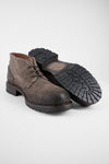 ROWLEY ash-brown folded suede chukka boots.