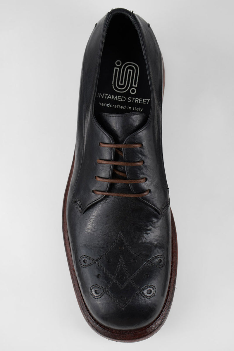 SCOTT jet-black derby shoes.