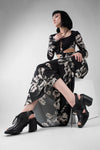 SHELLEY jet-black slingback mid-heel sandals.