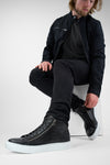 SKYE tuxedo-black triple stitched high sneakers.