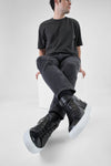 SKYE tuxedo-black folded mid sneakers.