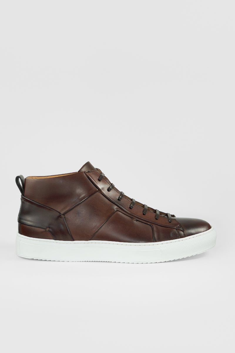 SKYE noble-brown folded mid patina sneakers.