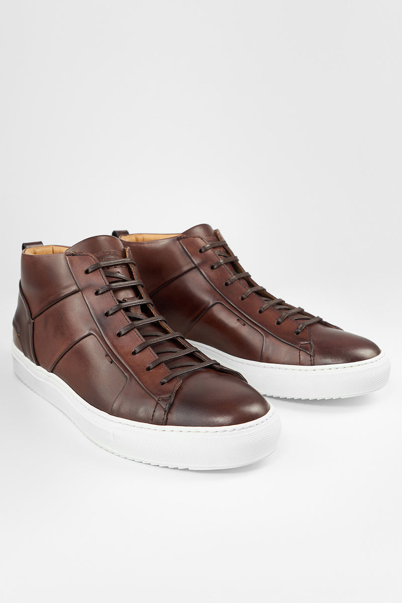 SKYE noble-brown folded mid patina sneakers.