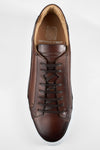 SKYE noble-brown triple stitched patina sneakers.