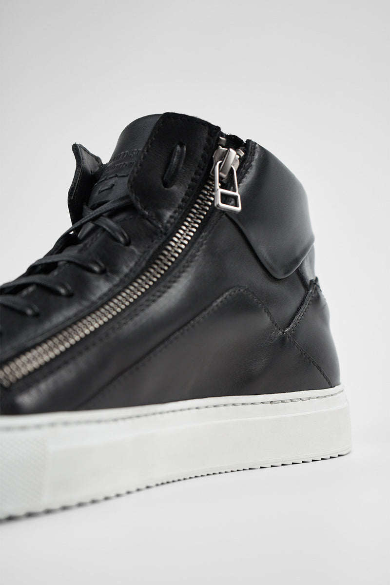 SKYE tuxedo-black triple stitched high sneakers.