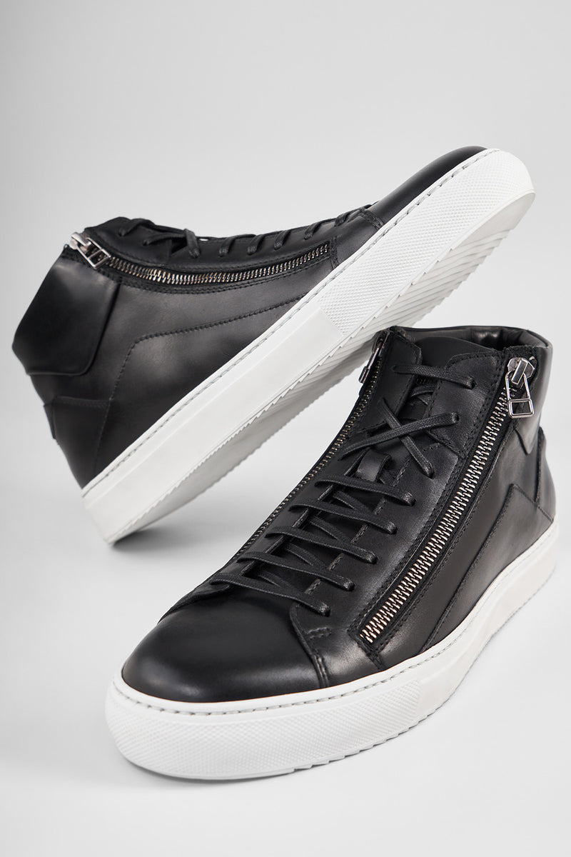 SKYE tuxedo-black triple stitched high sneakers.