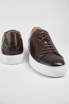 SKYE noble-brown triple stitched patina sneakers.