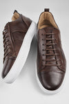 SKYE noble-brown folded patina sneakers.