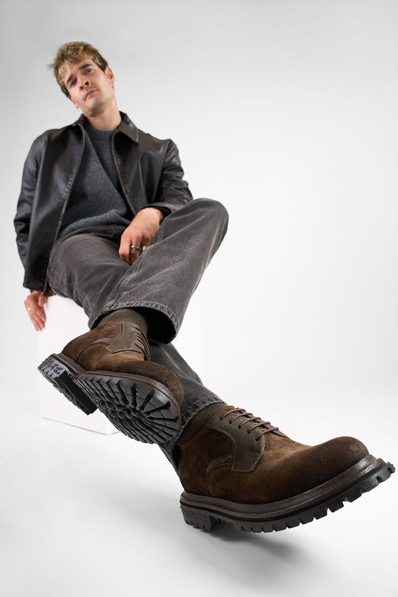 WARRICK java-brown suede derby shoes.
