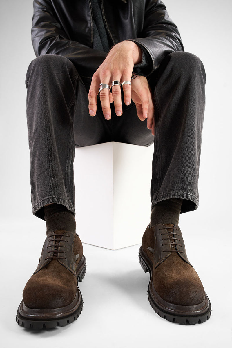 WARRICK java-brown suede derby shoes.