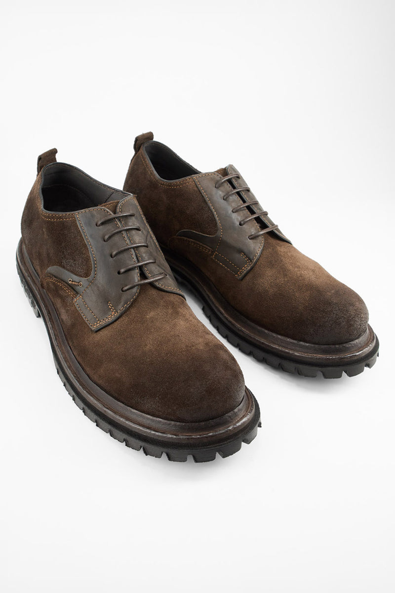 WARRICK java-brown suede derby shoes.