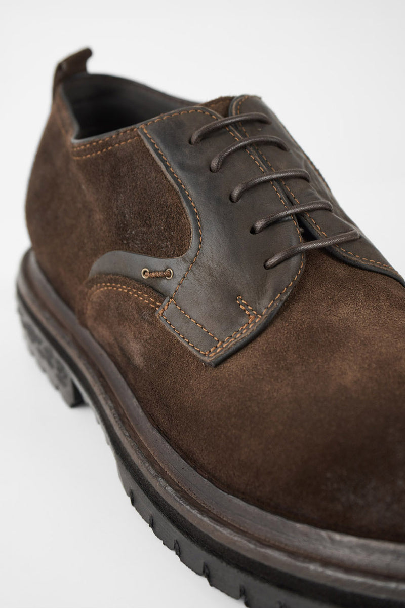 WARRICK java-brown suede derby shoes.