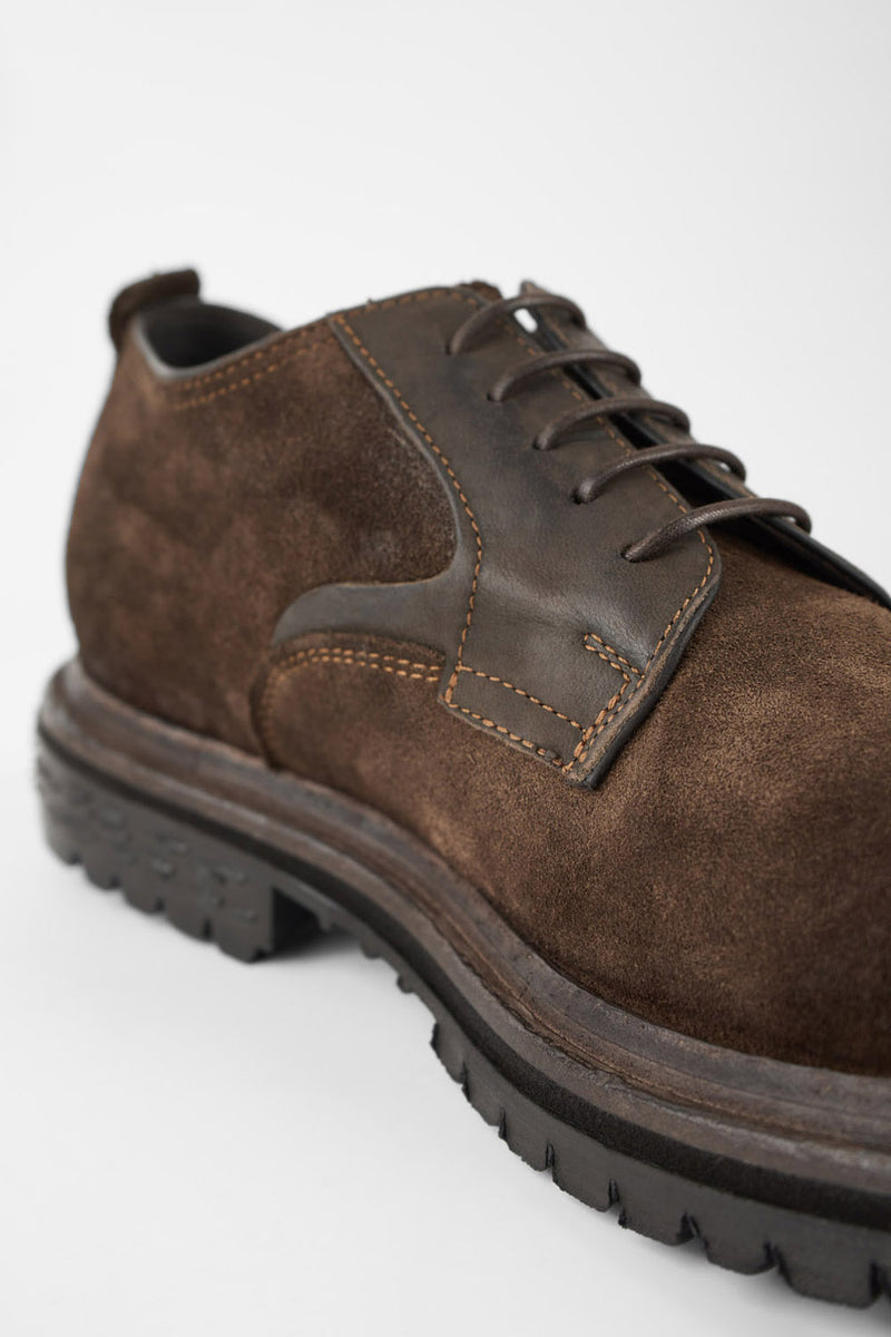 WARRICK java-brown suede derby shoes.