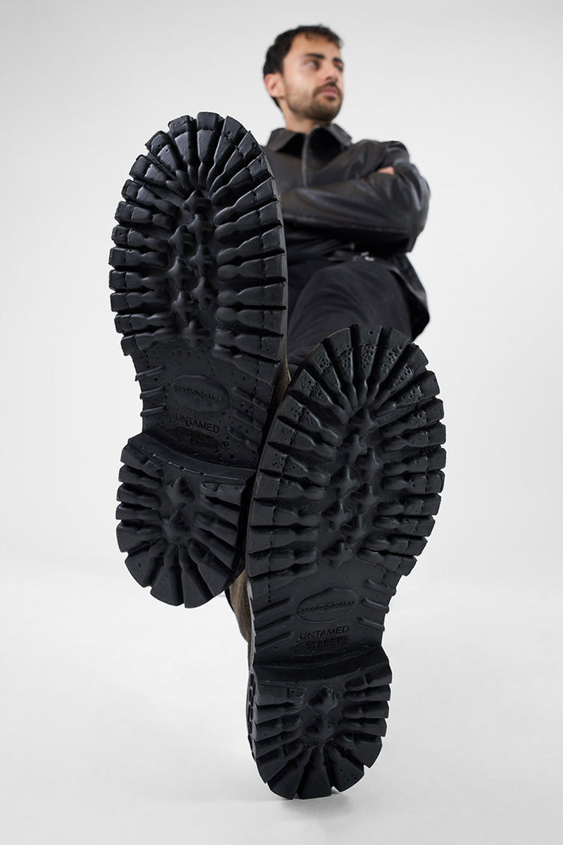 WARRICK dark-moss lace up boots.