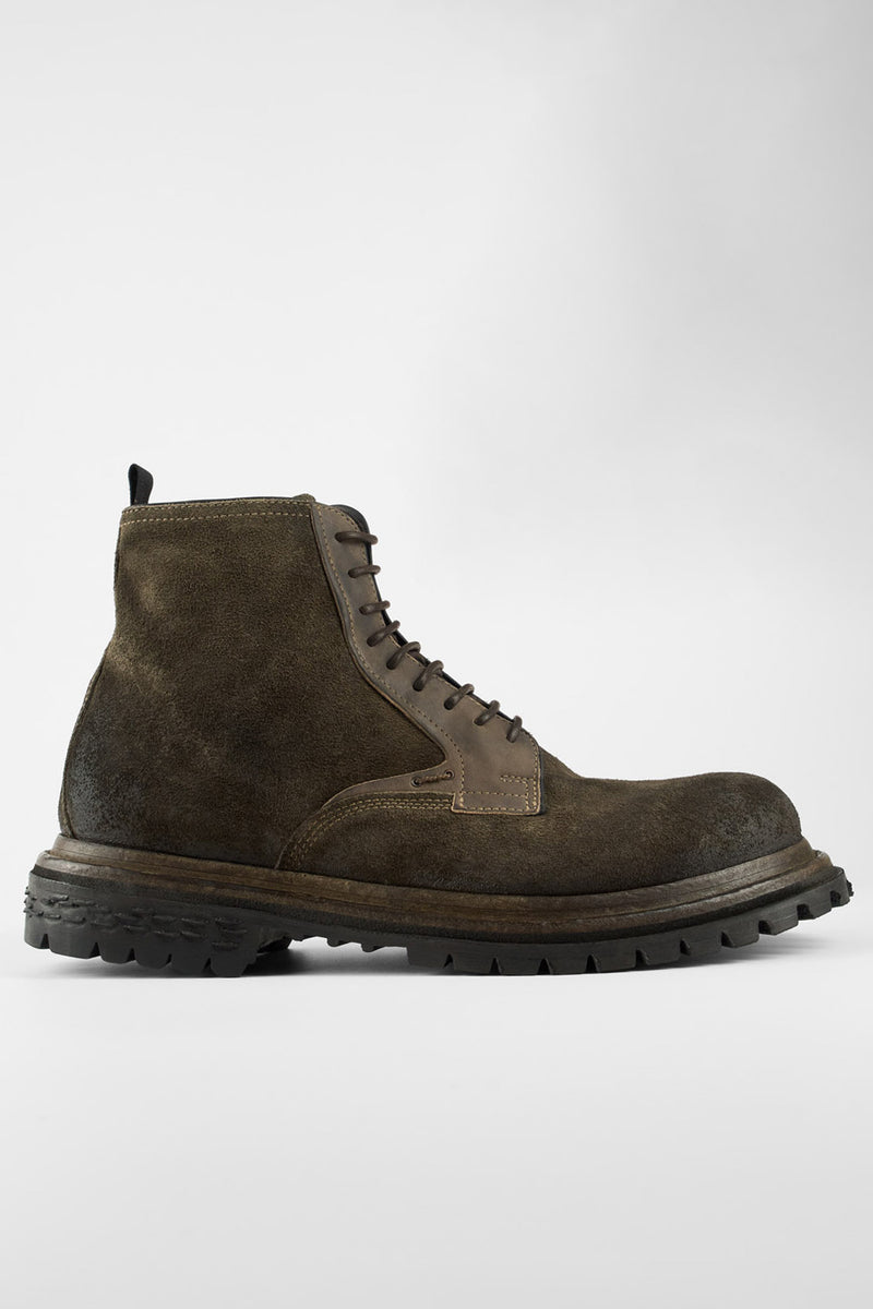 WARRICK dark-moss lace up boots.