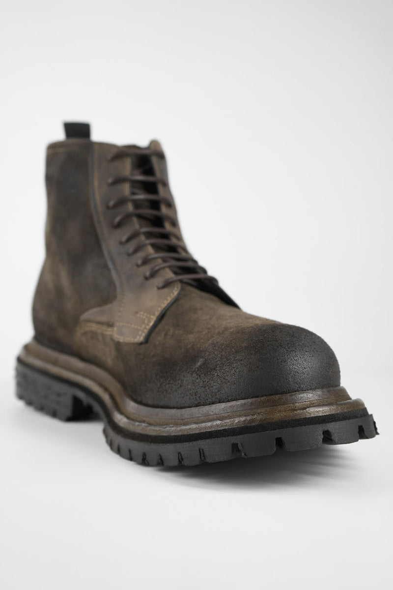 WARRICK dark-moss lace up boots.