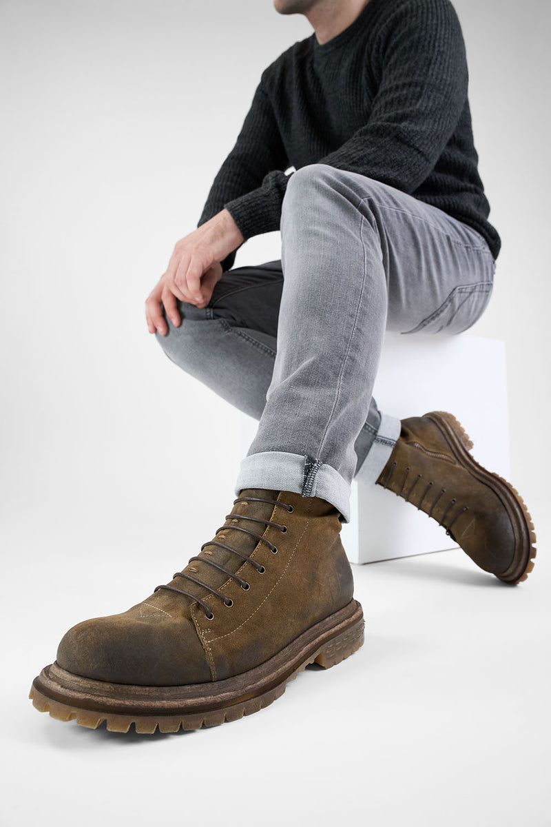 WARRICK tundra-brown suede military boots.