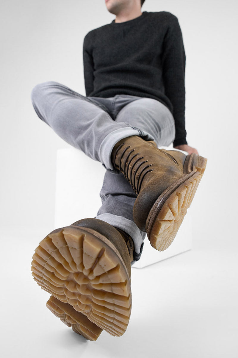 WARRICK tundra-brown suede military boots.
