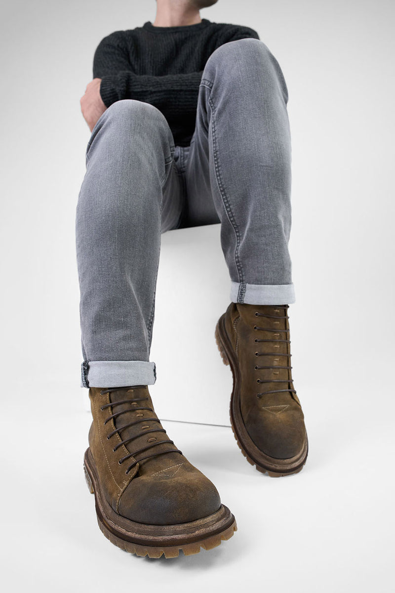 WARRICK tundra-brown suede military boots.