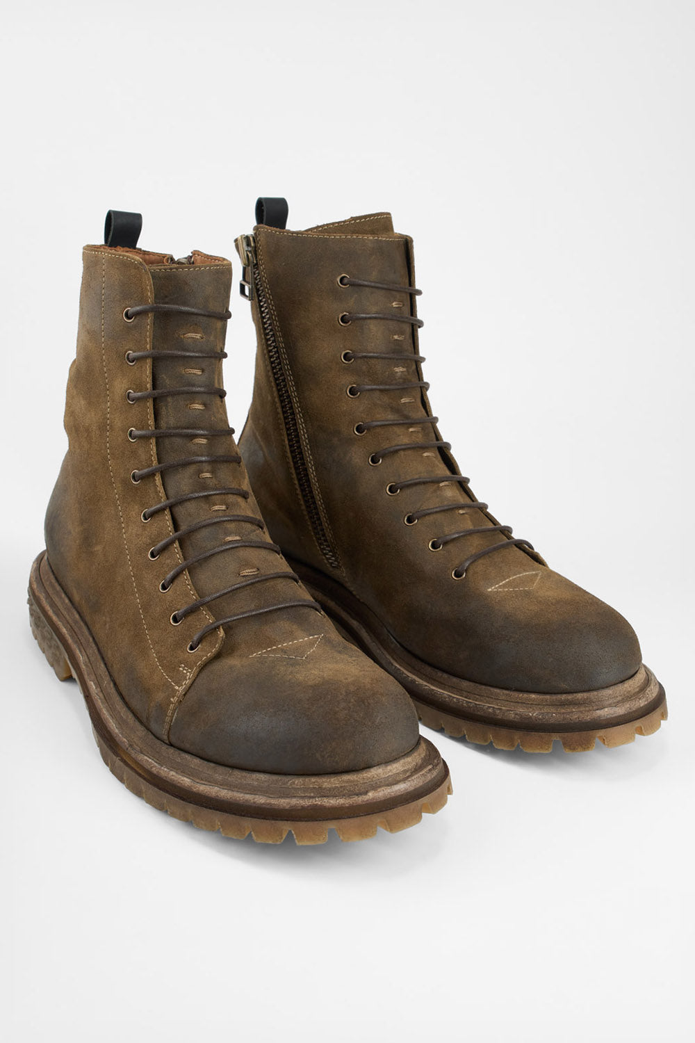 WARRICK tundra-brown suede military boots.