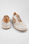 WYRE off-white & cognac nappa sneakers.