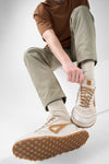 WYRE off-white & cognac nappa sneakers.