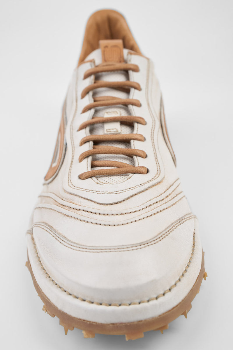 WYRE off-white & cognac nappa sneakers.