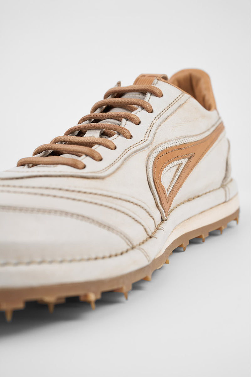 WYRE off-white & cognac nappa sneakers.
