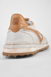 WYRE off-white & cognac nappa sneakers.
