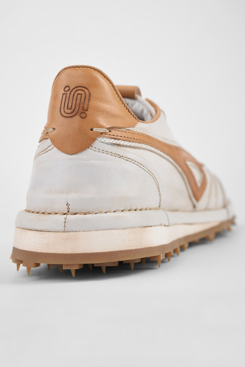 WYRE off-white & cognac nappa sneakers.