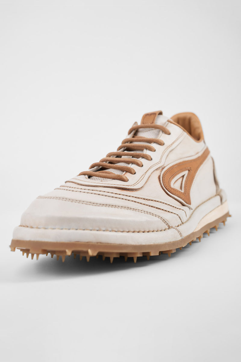 WYRE off-white & cognac nappa sneakers.