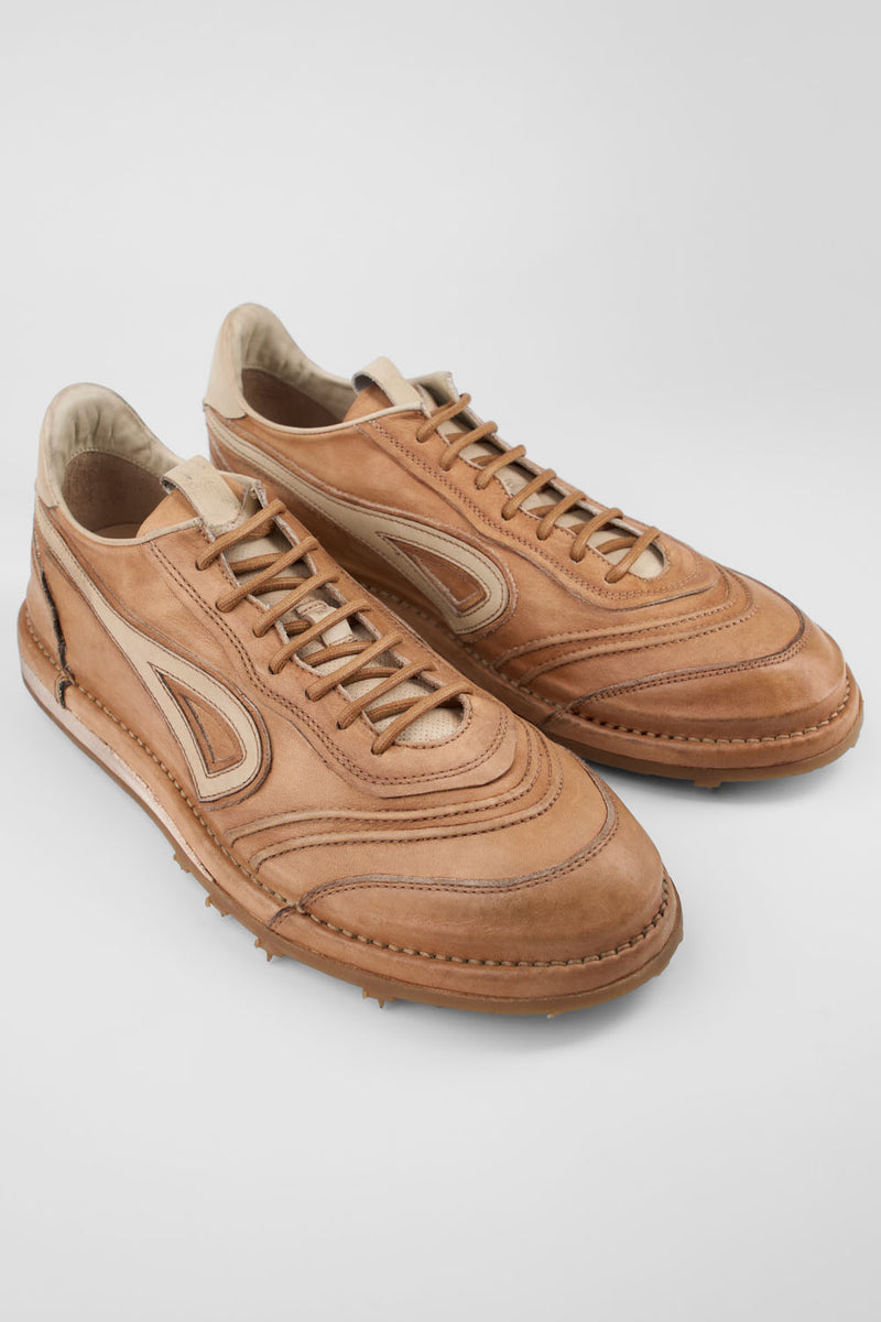 WYRE desert-tan nappa sneakers.